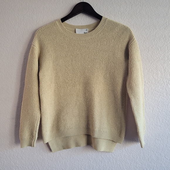 Aritzia Sweaters - Aritzia yellow cropped merino wool knit sweater size XS